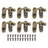 6 Set Swing Arm Clasp Latch Bronze Mini Vintage Antique Lock Clasp Left Right Hook Hasp Horn Metal Catch Curved Buckle