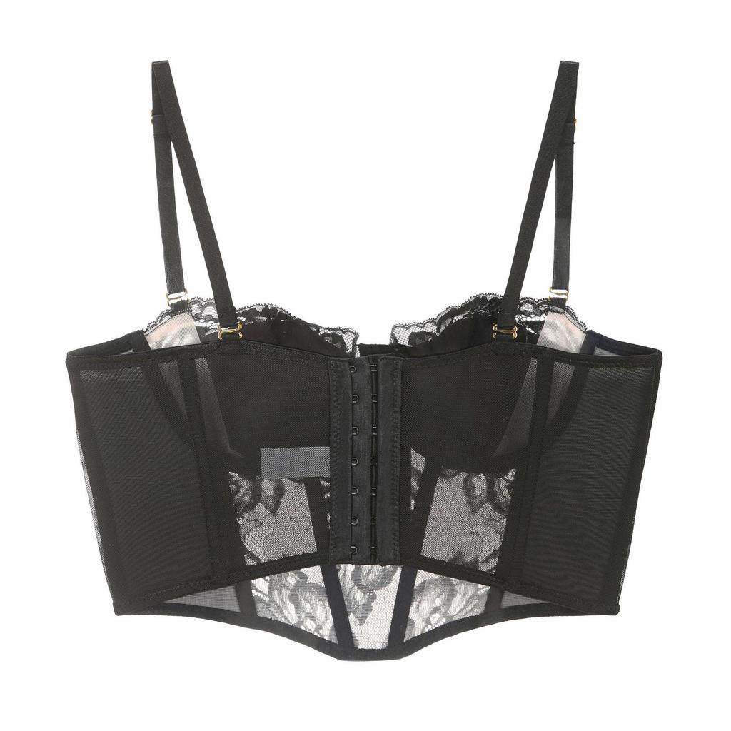 Seductive Lace Longline Corset Push-Up Bra Set for Women