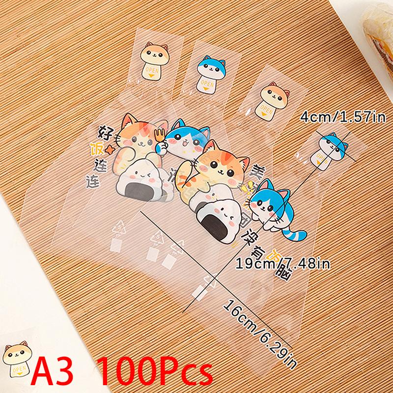 100 шт., симпатичный мультяшный треугольный пакет для упаковки рисовых шариков, водоросли, онигири, суши, инструменты, принадлежности для бэнто