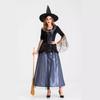 New Adult Ladies Halloween Witch Costume Lace Mesh Black Witch Dress Women's Clothing