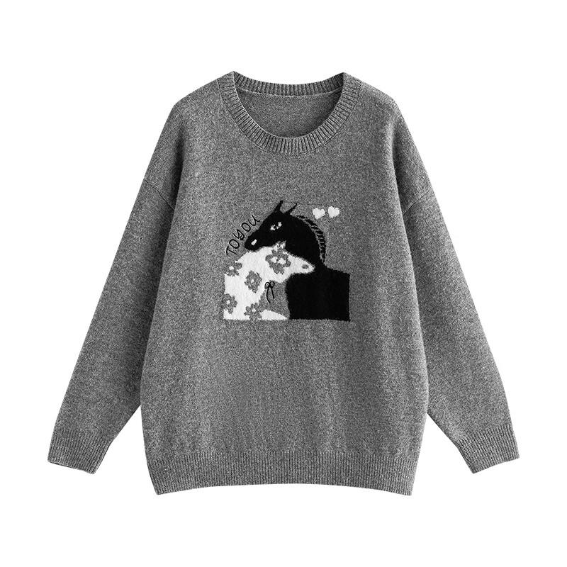 Chuyu Women's Jacquard Knit Wool Blend Sweater