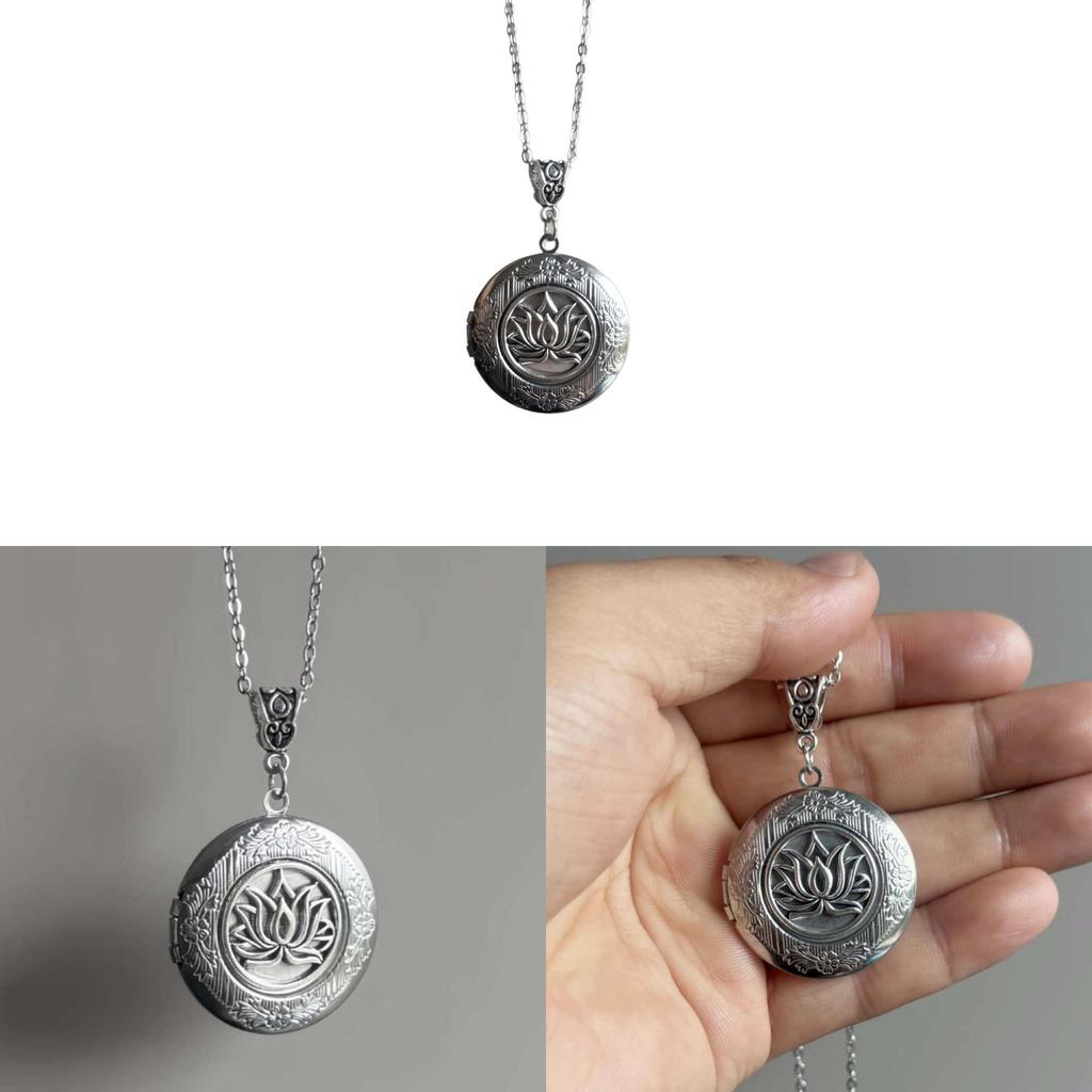 Retro Silver Lotus Pendant Box With Animal Shape For Female Jewelry Collection