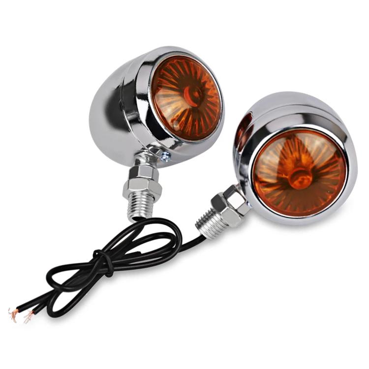 2/4Pcs Retro Motorcycle Turn Signals Universal 12V Single Wire Turn Signals Lights Motorbike Blinkers for Honda Suzuki Harley Motorbike Accessories