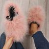Модные женские роскошные меховые тапочки 2025 Новые легкие плоские полутапочки Уличная обувь Баотоу Женские модные тапочки-слайды с круглым носком и мехом Женские