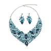 Jewelry Exaggerated Flower Gem Necklace Earrings Set Women'S Banquet Dress Accessories