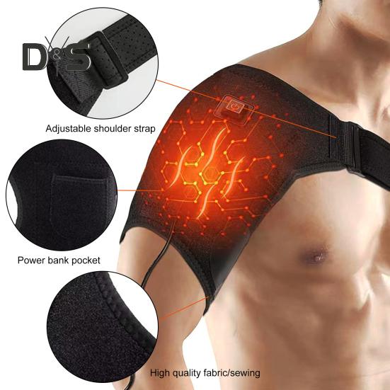 Heated Shoulder Brace Pad USB 3 Temperature Setting Adjustable Men Women Soreness Stiffness Shoulder Pain Relief Electric Heating Shoulder Pad Wrap