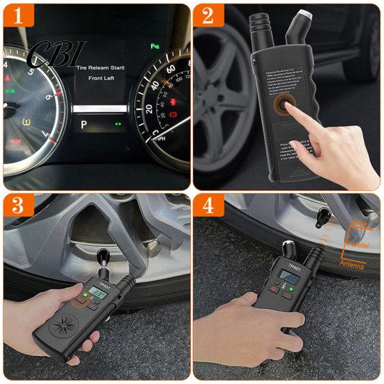 Garage Compatible Tire Sensor Tool 2 in 1 Pressure Gauge, Digital Reset for 433 MHz, Car Gauge 0-150 PSI Motorcycle Tester, Auto Shut Off Life