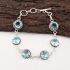 Небесно-голубой топаз драгоценный камень серебро 925 пробы ручная работа ювелирные изделия бохо браслет 7-9" RB-16-10