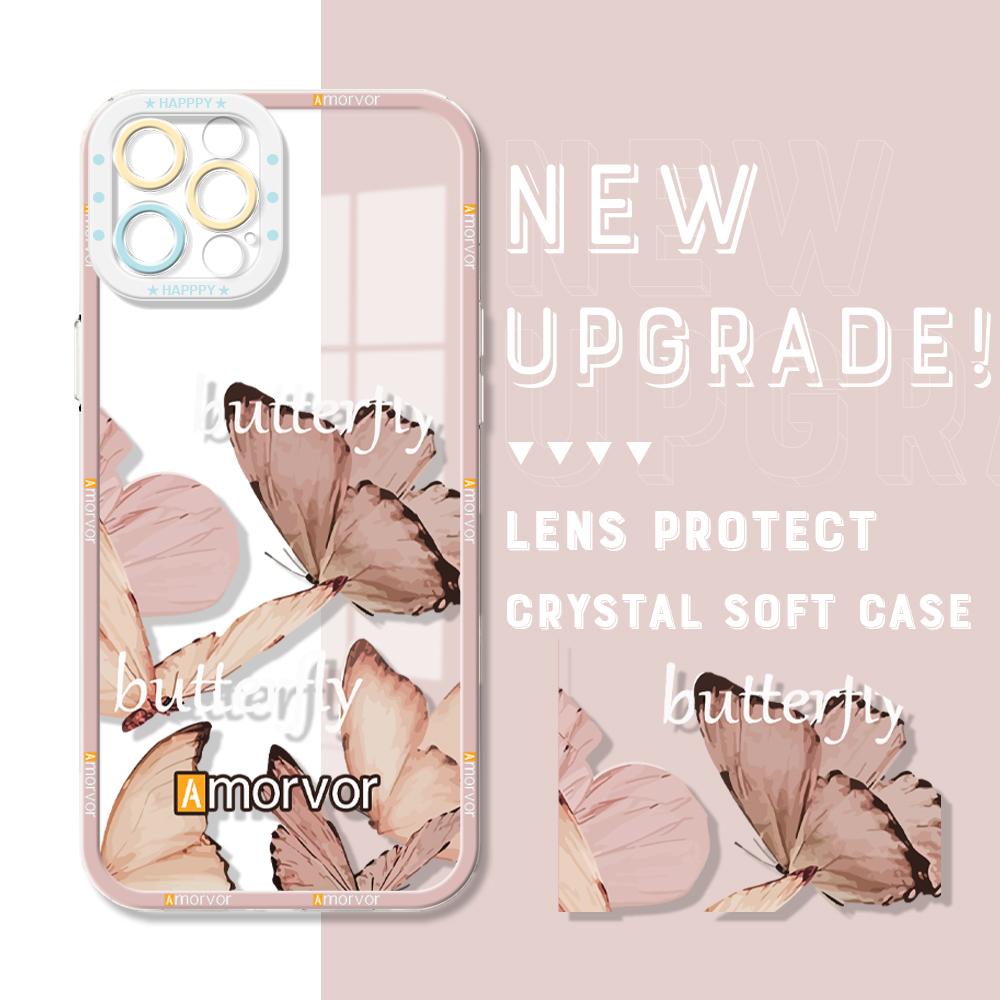 Cartoon Butterfly Camera Protection Phone Case Suitable for Huawei Honor Infinix Itel Tecno iPhone OPPO Realme Xiaomi Redmi Samsung Vivo