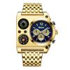 OULM-9315A Military Watch compass Temperature Display Movement Three Time Clock Big Dial Quartz Men WristWatch relogio masculino