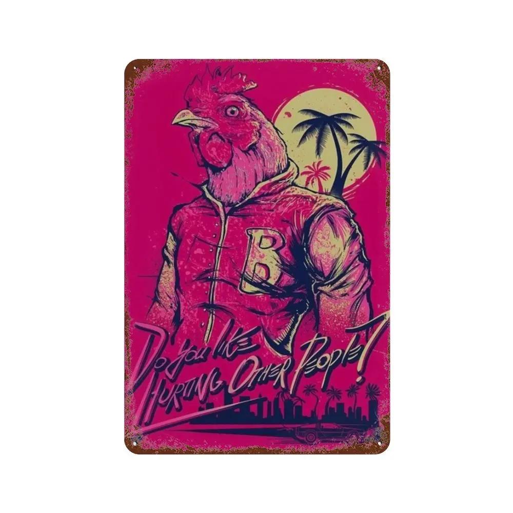 Постер Hotline Miami Горячие Классические Постеры Приключенческой Игры и Металлическая Жестяная Табличка Настенное Искусство Декорация Табличка Мужская Пещера Домашний Декор студия