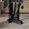 Женские сапоги до колена на платформе элегантные на низком каблуке трендовые панк готические New Rock кожаные женские туфли мотоциклетная обувь