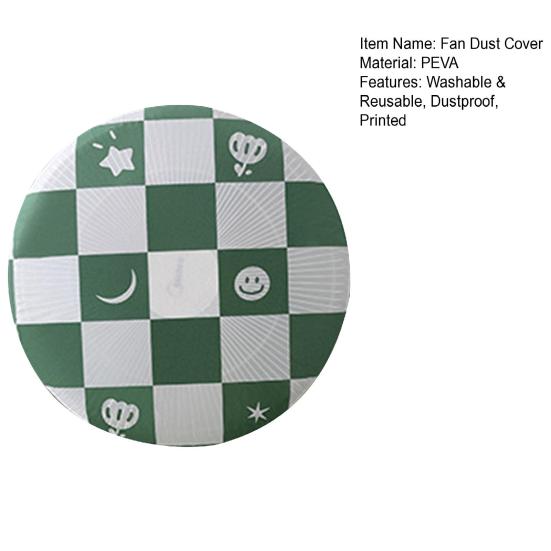 Floor Fan Dust Cover Washable & Reusable Long/Short Style Electric Fan Dust Protective Cover Moisture-Proof Dustproof Soft PEVA Printed Dust