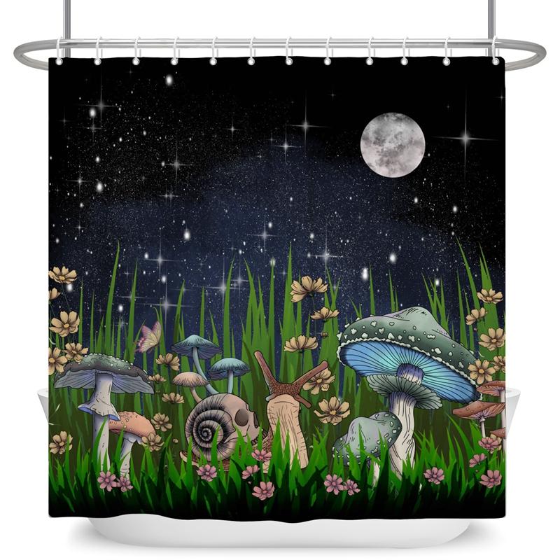 Зачарованный лес Занавеска для душа Мультяшная Волшебная сказка Грибная Страна чудес Готическая занавеска для душа Водонепроницаемый декор для ванны с крючками
