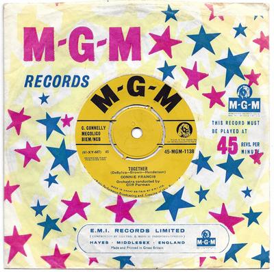7-дюймовая пластинка КОННИ ФРЭНСИС - Вместе / Слишком много правил 45MGM1138 MGM Records 1961 Великобритания Рок Б/У