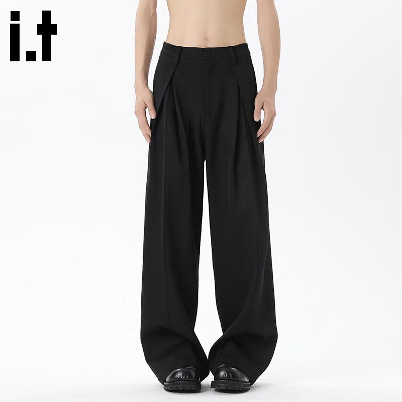 CHOCOOLATEit Men's Pleated Loose Fit Cool-Touch Trousers