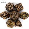 7 шт. желтый, черный зубчатое колесо, металлические кубики, набор твердых металлических многогранных кубиков, подходящий для ролевой ролевой игры, настольной игры, карточной игры
