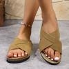 Летние ретро пробковые плоские подошвы крест с крутыми тапочками, носить толстую подошву большого размера женские тапочки