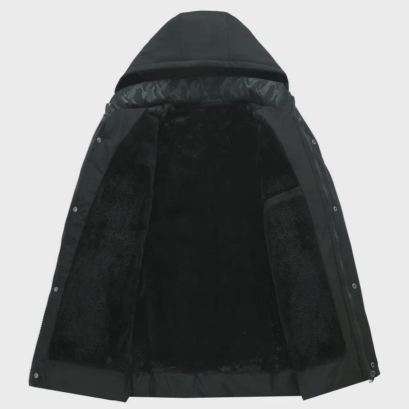 2021 Velvet-Lined Cotton Winter Coat: Men's Mid-Aged & Elderly