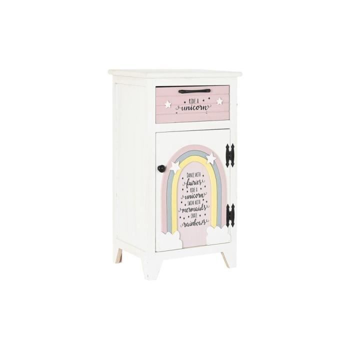 Table de chevet enfant gris rose blanc jaune