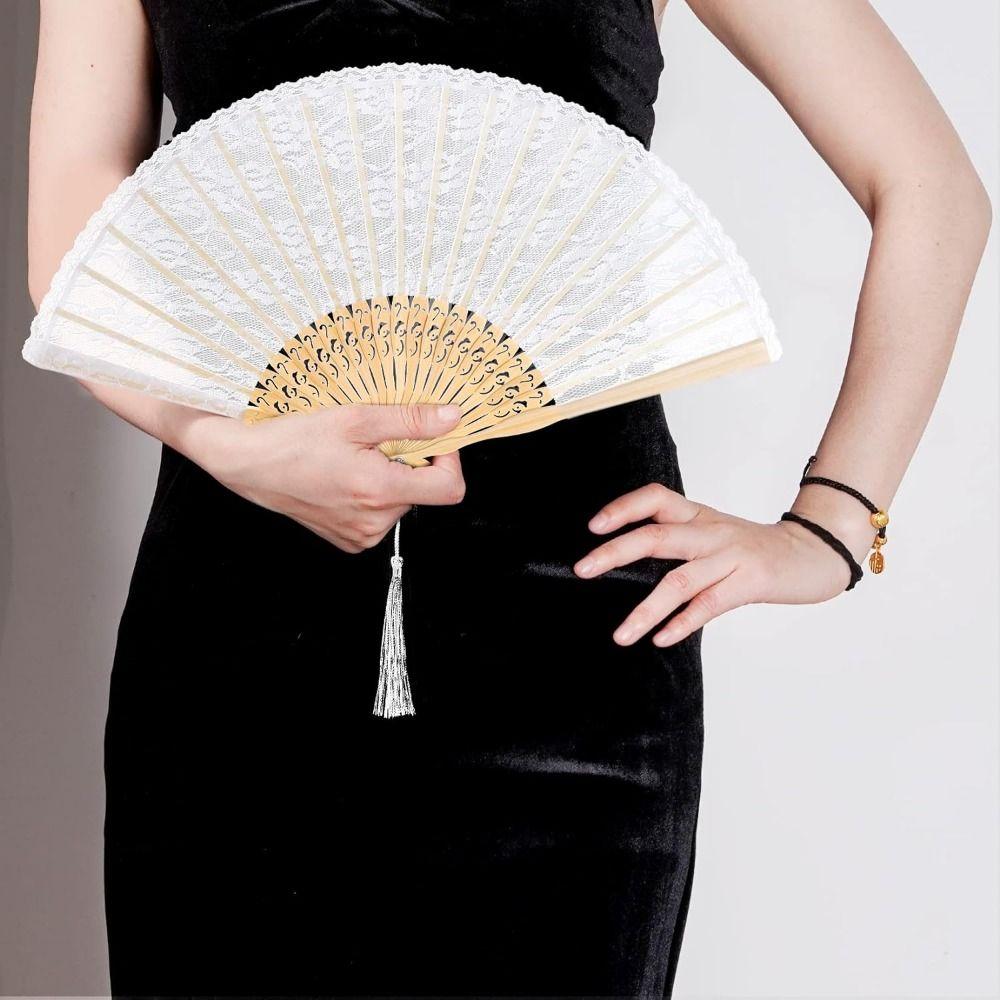 Tassel Pendent Folding Fan Fan Portable Chinese Fan Vintage Lace Handheld Fans Decor