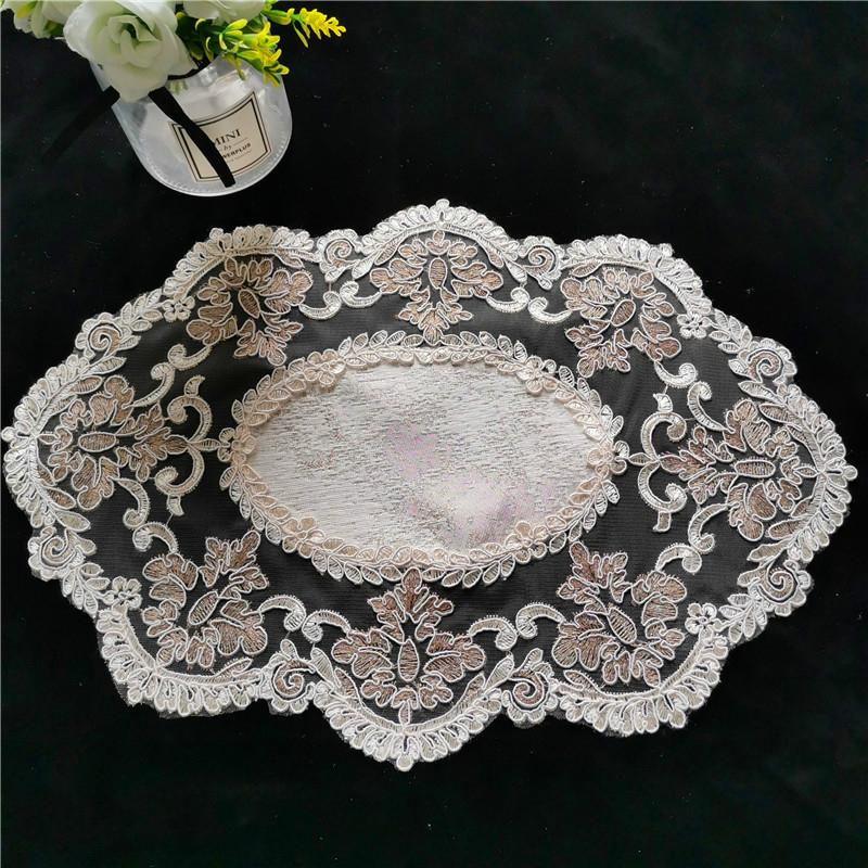 Европейский бархат кружево вышитый бордюр овальная подставка под приборы еда десерт фрукты напиток крышка спальня балкон кофе скатерть
