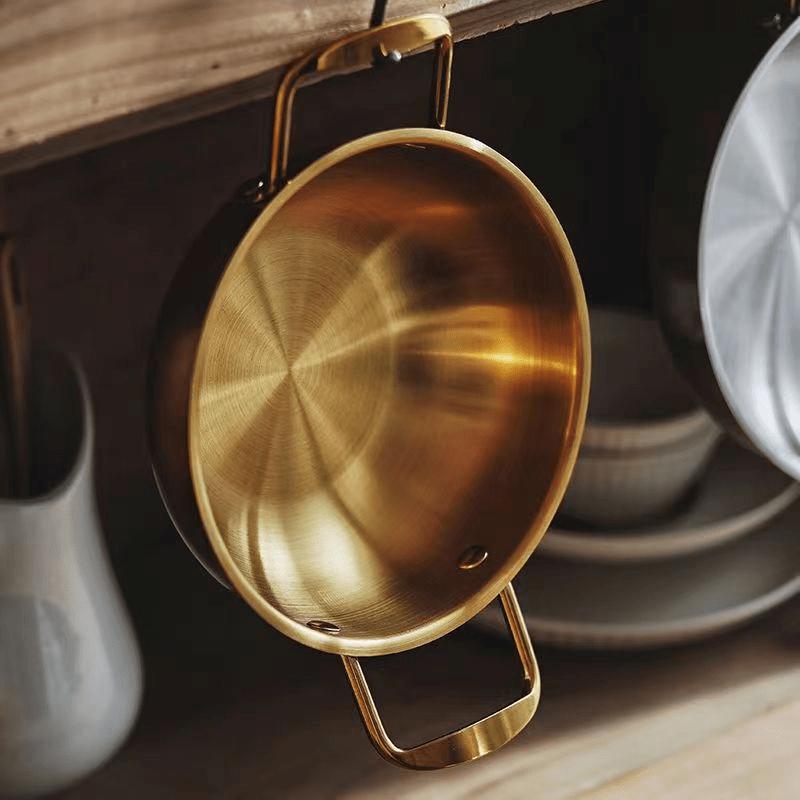 1 шт. корейский мини-военный горшок для лапши, кухонная утварь, походный горшок для рамэна, двойные уши с крышкой, кастрюля для лапши быстрого приготовления, сухая кастрюля