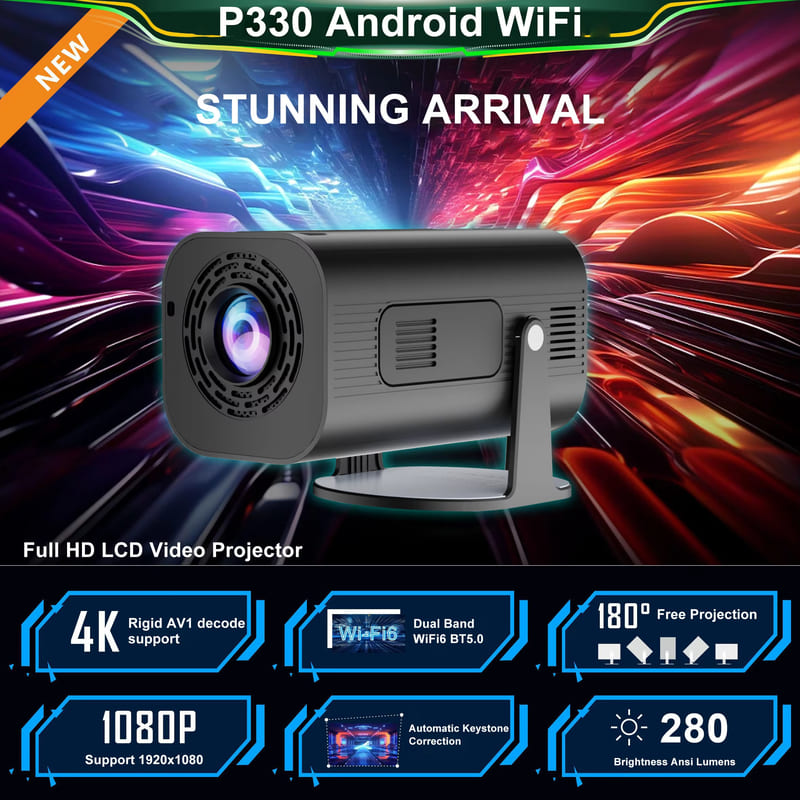 P330 Android 11 280 ANSI проектор 4K 8K Native 1080P Wifi6 BT5.0 кинотеатр Smart TV уличный портативный мини-проектор модернизированный домашний кинотеатр
