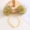 Bling Party Headband Giltering Tinsel Headband Trendy Pompom Ball Headband  Women Girls Pink