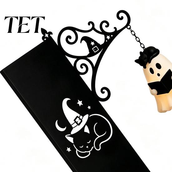 Dark Fairy Tale Room Ornament Hanging Ghost Book Light, Spooky Iron Bookshelf Decor with Warm Halloween Party Table Glow, Gothic Reading Corner