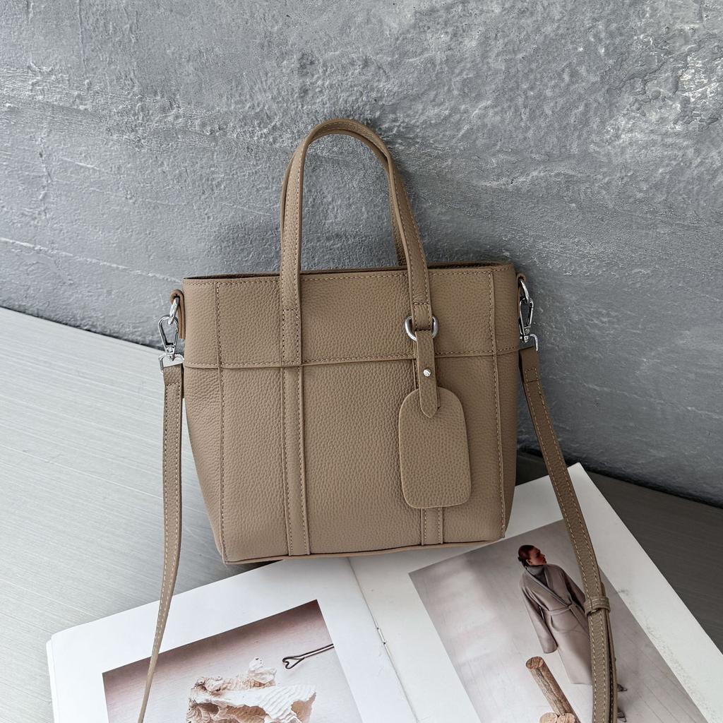 Сумка из коровьей кожи, популярная модная однотонная женская сумка через плечо, практичная переносная корзина для овощей, простая женская сумка