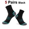 1/5 Pairs Men Anti Odor Sweat Absorbing Crew Sports Socks Comfortable Breathable Suitable Running Cycling Fitness Sports Socks