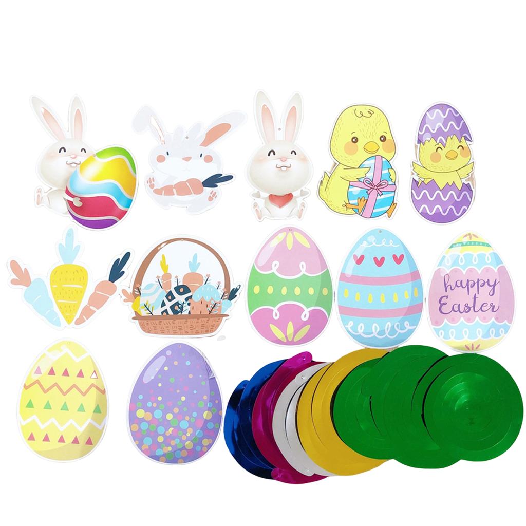 Happy Easter Banner Bunny Carrot Banner Holiday Garland Hanging Ornament For Home Holiday Party