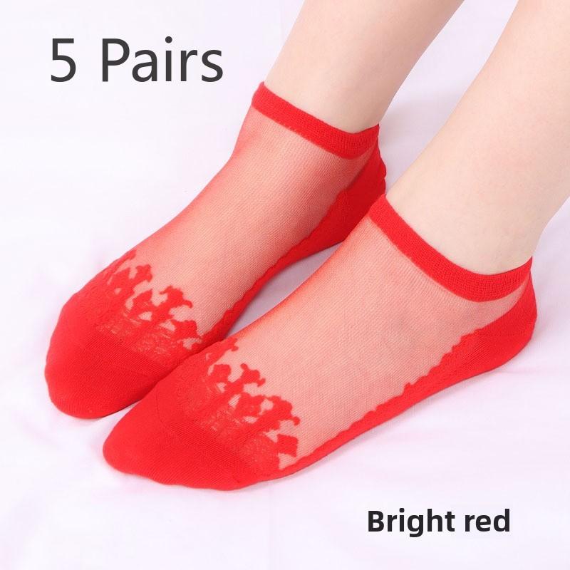 5 пар классных прозрачных хрустальных чулок, короткие носки-трубы, женские летние невидимые носки