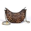 Модные пельмени с леопардовым принтом, сумка-полумесяц из конского волоса, текстура, нишевая сумка-кроссбоди полумесяц, ретро сумка на одно плечо