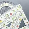 4pcs Math Geometry Tools Ruler Set Melon Dog Straight Ruler Portable Triangle Rulers  School Office