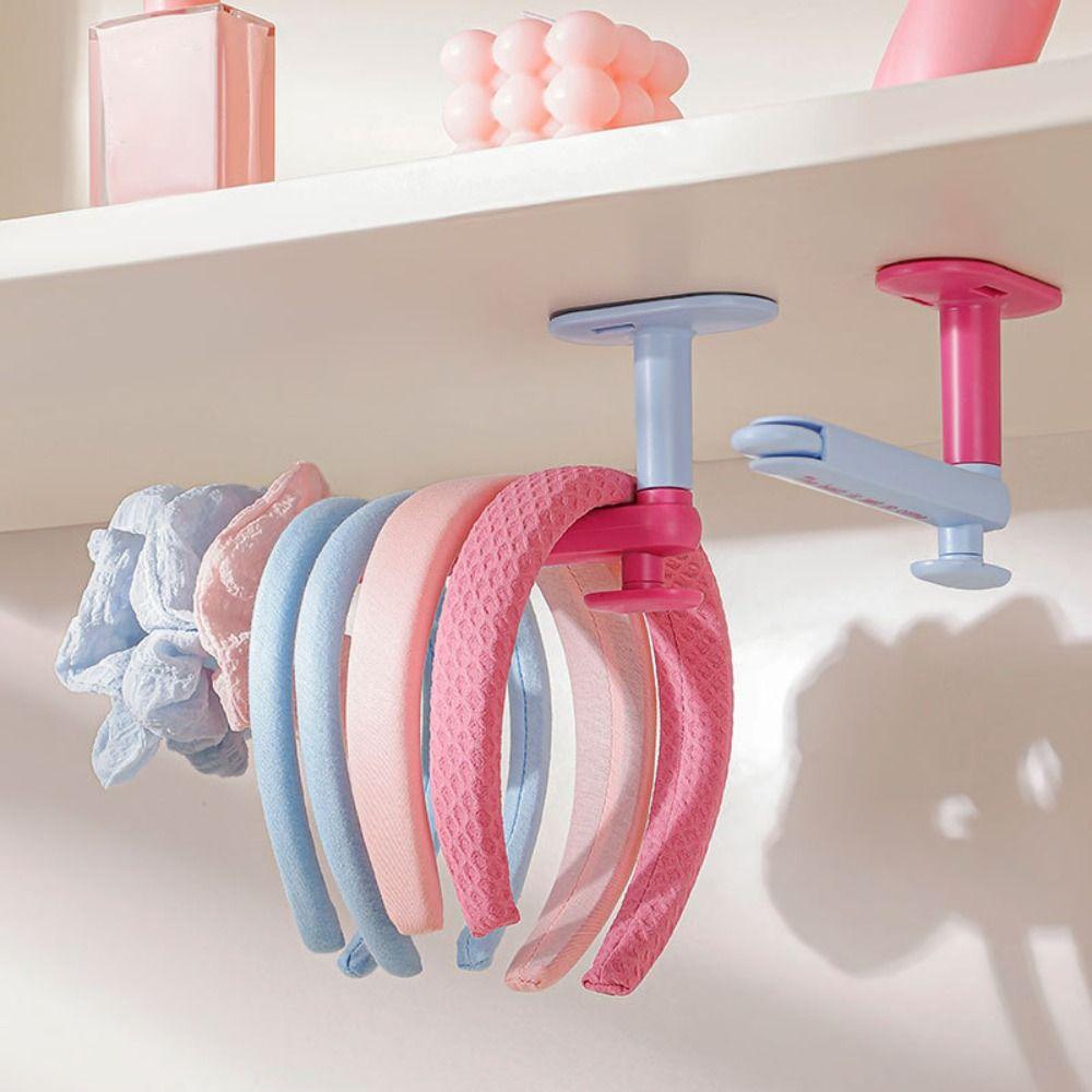 2Pcs Punch-Free Hair Rope Storage Rack Retractable Necklace Bracelet Stand Shower Room