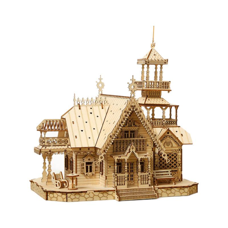 Сделай сам 3D деревянный пазл: Креативная ретро-вилла развивающая игрушка
