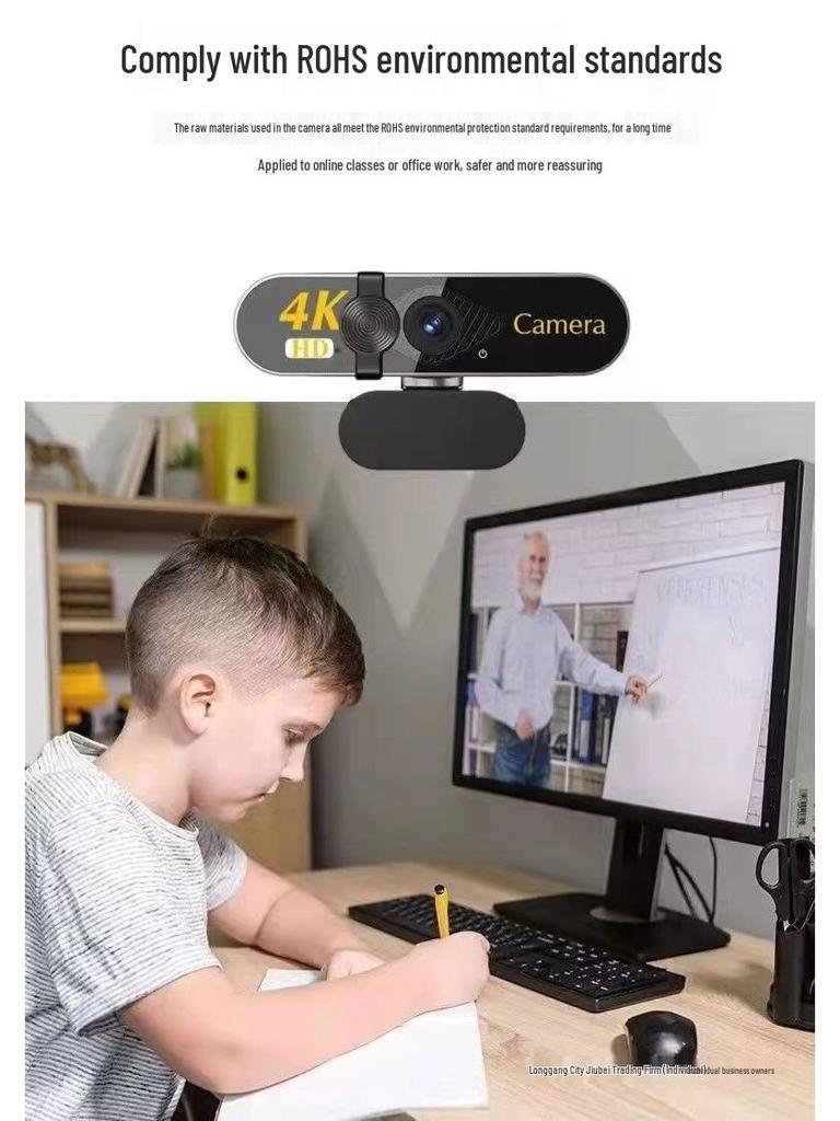 4K Ultra HD USB Desktop Camera with Microphone for Live Streaming and Online Meetings