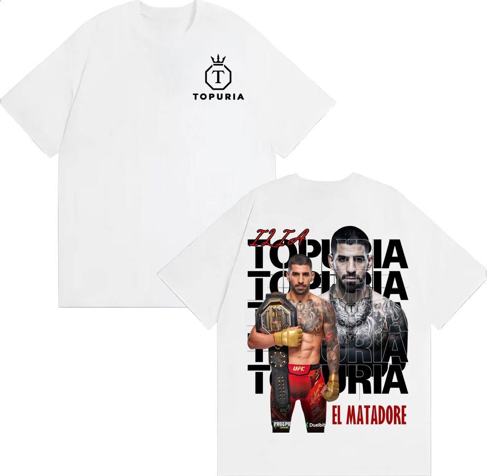 Ограниченная серия футболок Ilia Topuria El Matador Retro Graphic для унисекс Harajuku Крутая оверсайз футболка Унисекс Хлопковая оверсайз футболка