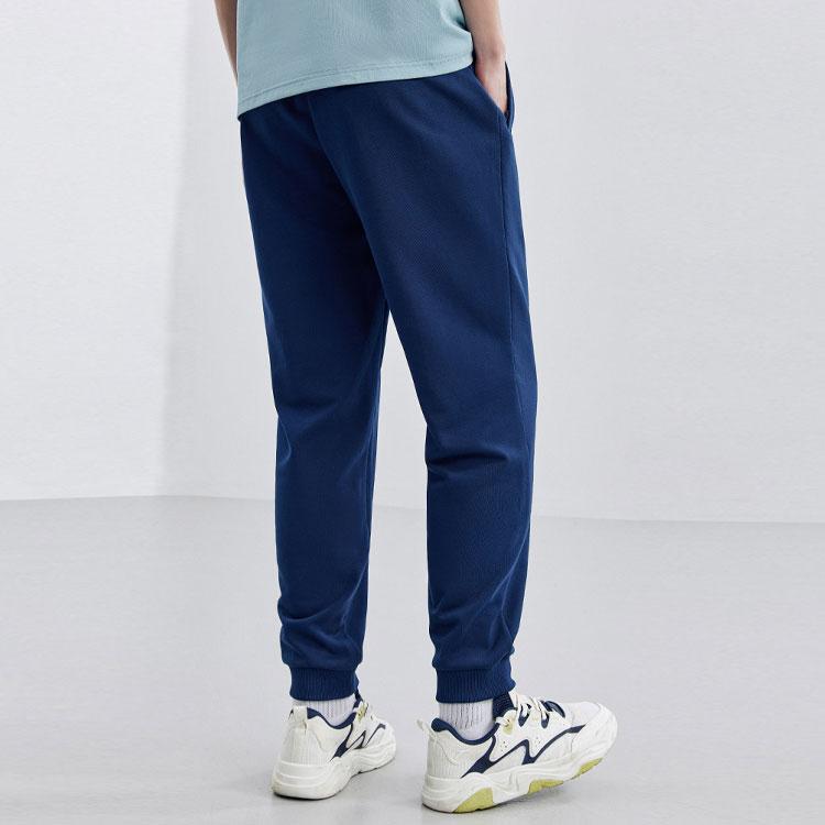 Anta Однотонные флисовые трикотажные спортивные брюки с манжетами, мужские низы, синие 952357306-2