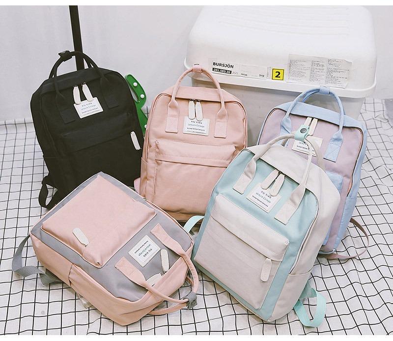 Canvas Patchwork Harajuku Cute School Bag Teenage Girls Female Students Travel Backpacks Mochila Bag