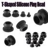 5Pcs 2.5-15mm Black Conical Snap-on Silicone Rubber T Type Plug Blanking End Caps Tube Inserts Bung Proof High Temperature
