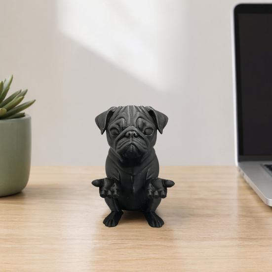 3D Printed French Bulldog Figurine, Modern Matte Black Dog Statue, Animal Desktop Decoration Ornament, Gift for Pet Lovers