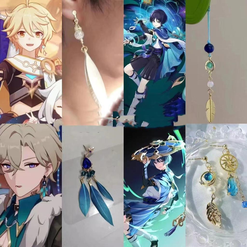 Game Genshin Impact Wanderer Kunikuzushi Scaramouche Cosplay Balladeer Asymmetric Earrings Women Eardrop Jewelry Accessories