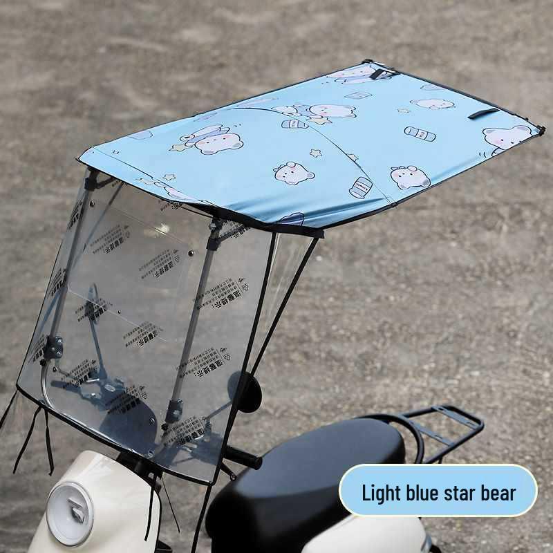 Съемный складной тент для электромобиля: Выдвижной солнцезащитный козырек, ветро- и дождезащитный для педальных мотоциклов.