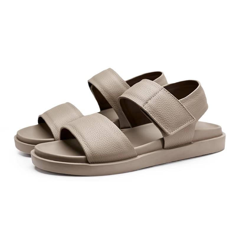 Мужские дышащие сандалии из натуральной кожи 2025: Мягкая подошва, противоскользящая, уличная, пляжная и спортивная обувь