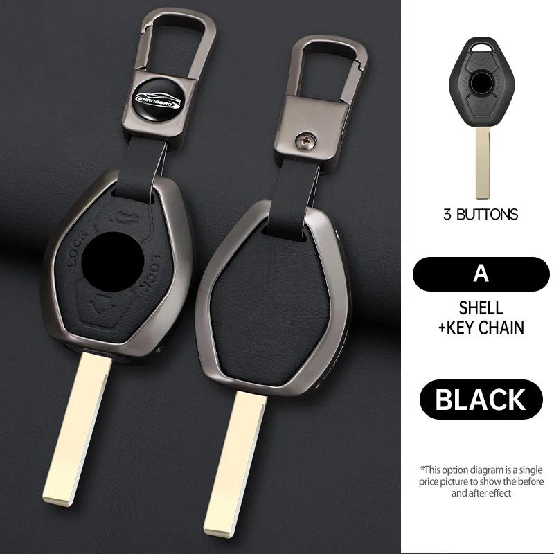 Interior Mouldings Car Zinc Alloy Leather Key Case Cover For BMW 3 5 7 Series X5 E53 X3 F83 E46 E39 E38 E60 E63 E61 E64 330i Z3
