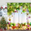Christmas Ball Shower Curtain Christmas Pine Tree Gift Winter Snowflake Cartoon Family Polyester Fabric Bathroom Decor Curtains