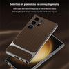 For Samsung Galaxy S23 Ultra Case Woven Pattern Electroplating TPU+PC+PU Phone Back Cover